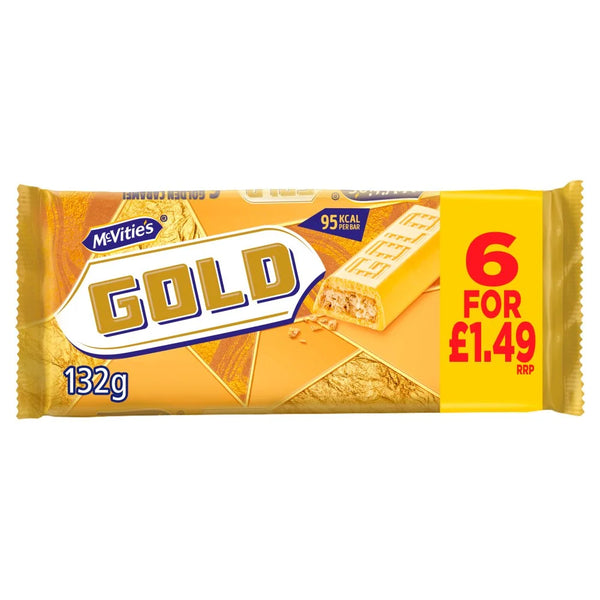 McVitie's Gold Golden Caramel Flavour Biscuit Bars 106g, front of pack