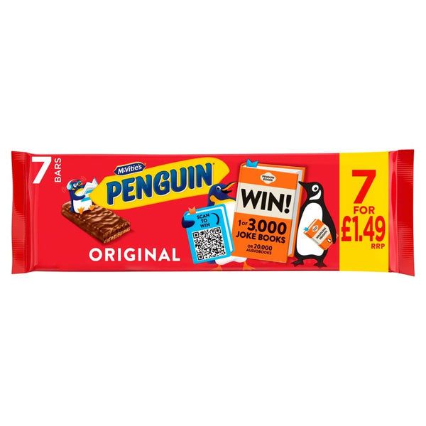 McVitie's Penguin Original Biscuit Bars 7 x 24.6g, front of pack