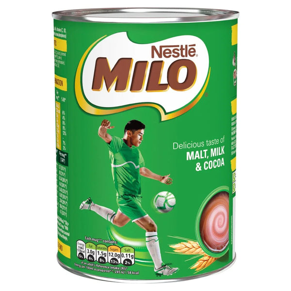 Milo instant malt chocolate drinking powder 400g tin, front of pack