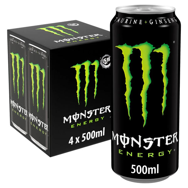 Monster Energy Drink 4 x 500ml cans, front of pack