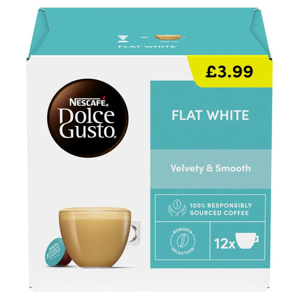 Nescafé Dolce Gusto Flat White Coffee Pods x12, front of pack