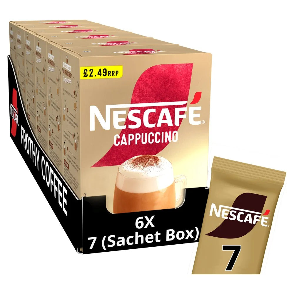 Nescafe Cappuccino Instant Coffee 7 x 15.5g sachets, front of pack