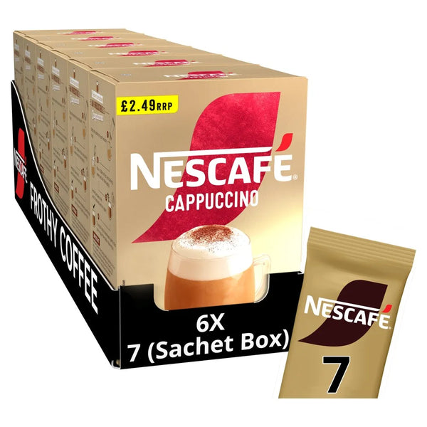 Nescafe Cappuccino Instant Coffee 7 x 15.5g sachets, front of pack