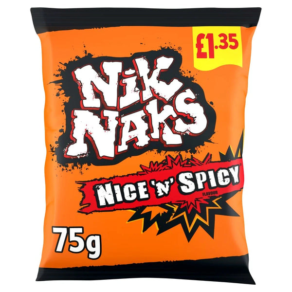Nik Naks Nice 'N' Spicy Corn Snacks 75g, front of pack