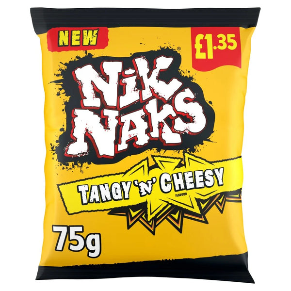 Nik Naks Tangy 'N' Cheesy Corn Snacks 75g, front of pack