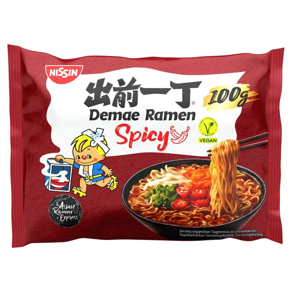 Nissin Demae Ramen Spicy Instant Noodles 100g, front of pack