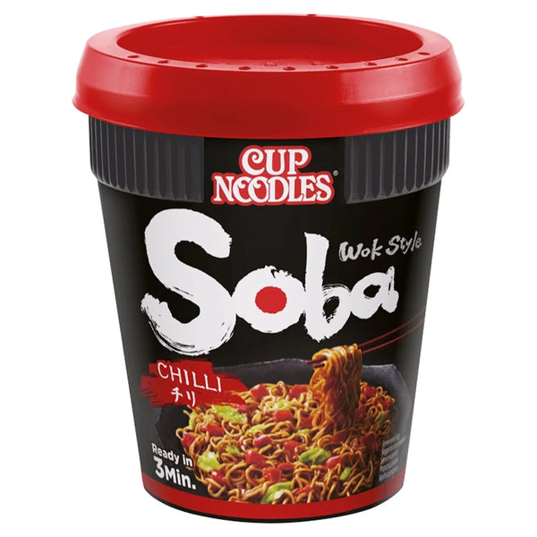 Nissin Soba Chilli wok style noodle pot 92g, front of pack