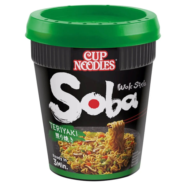 Nissin Soba Teriyaki Instant Wok Style Noodle Pot 90g, front of pack