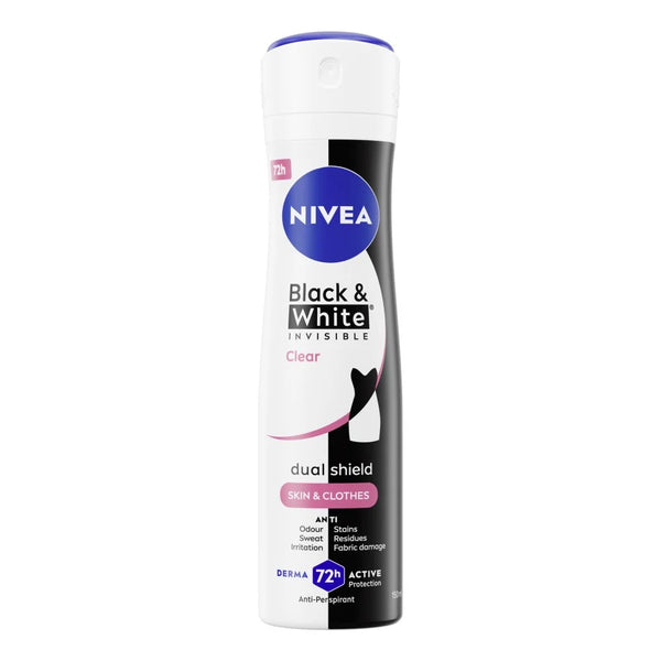 Nivea Black & White Invisible Clear Deodorant Spray 150ml, front of pack