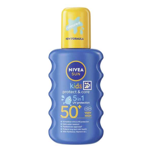Nivea Sun Kids Protect & Care Coloured Spray SPF 50+ 200ml, front of pack