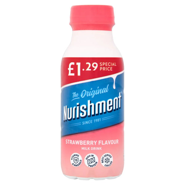 Nurishment The Original Strawberry Flavour Milk Drink 330ml, front of pack