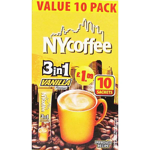 NYCoffee 3in1 Vanilla Coffee 10s, front of pack