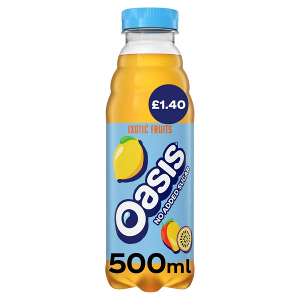 Oasis Exotic Fruits No Added Sugar 500ml, front of pack