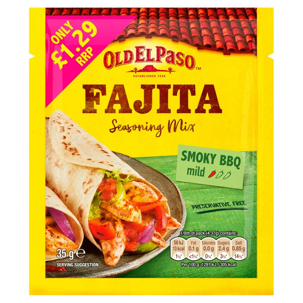 Old El Paso Smoky BBQ Fajita Seasoning Mix 35g, front of pack