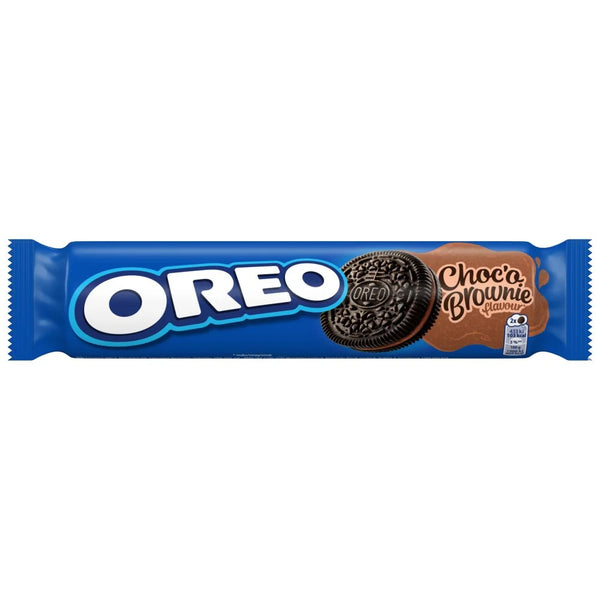 Oreo Choco Brownie Sandwich Biscuits 154g, front of pack