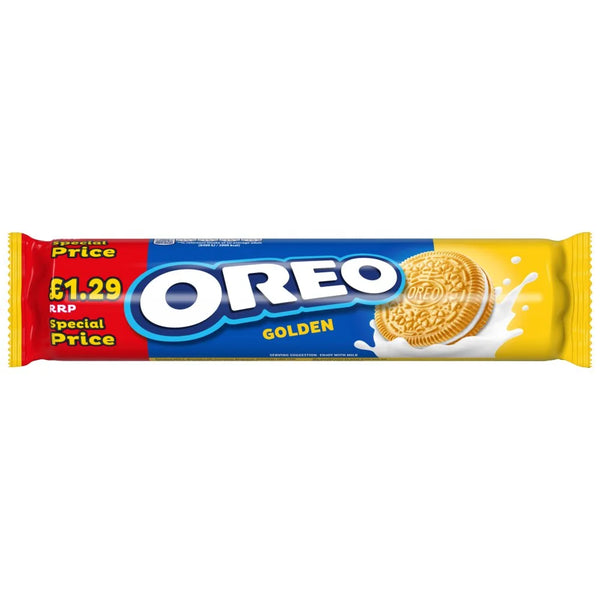 Oreo Golden Sandwich Biscuits 154g, front of pack
