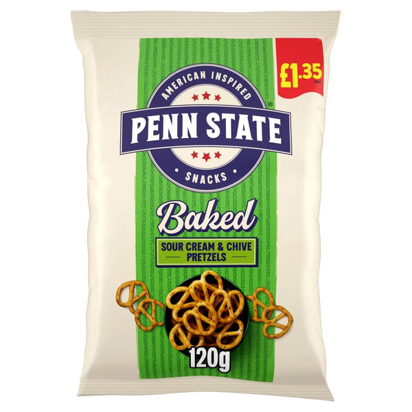 Penn State Sour Cream & Chive Pretzels 120g, front of pack