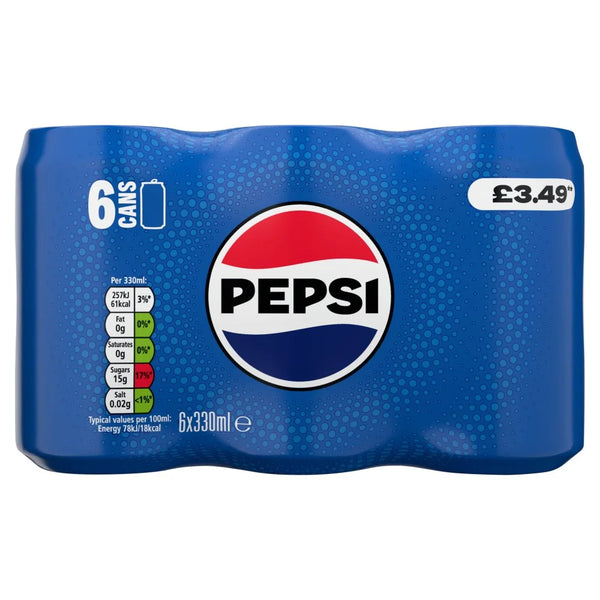 Pepsi Cola 330ml cans multipack, front of pack