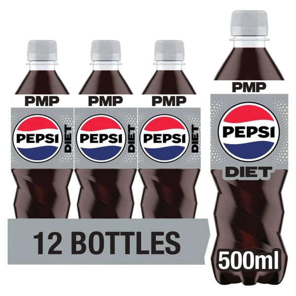 Pepsi Diet 500ml bottle, front of pack