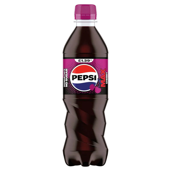Pepsi Max Cherry 500ml bottle, front of pack