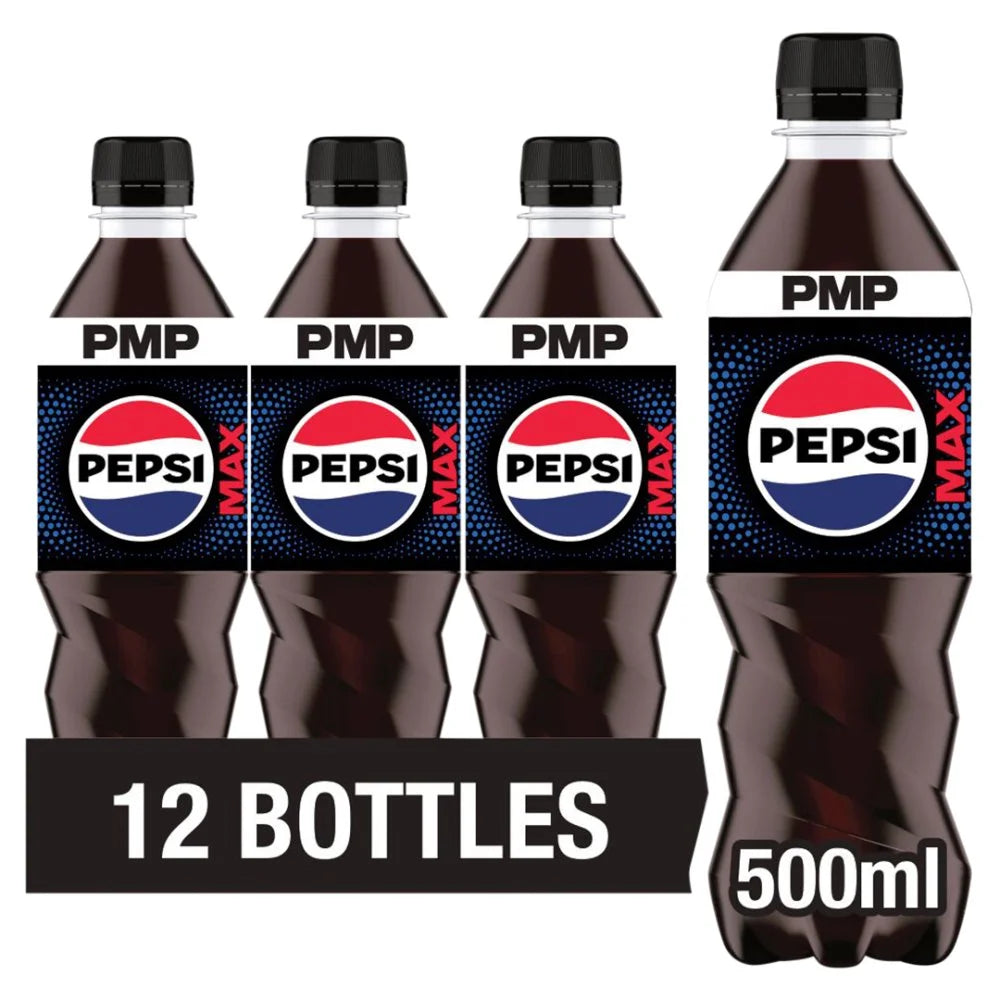 Pepsi Max Cola 500ml bottle, front of pack