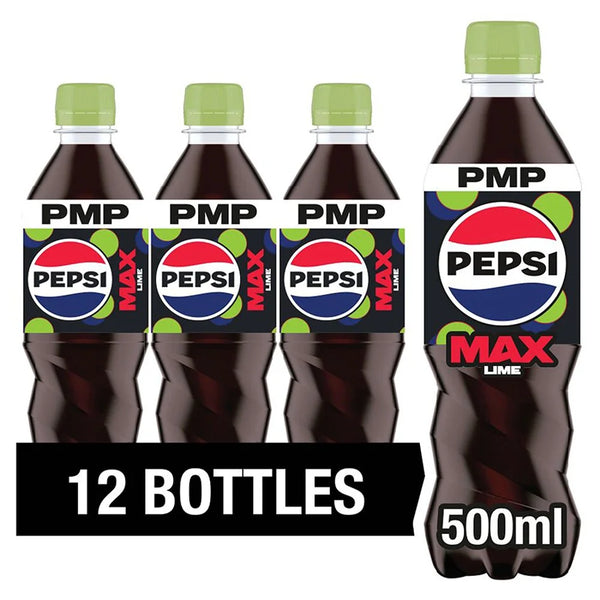 Pepsi Max Lime Cola 500ml bottle, front of pack