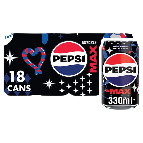 Pepsi Max No Sugar Cola 18 x 330ml Cans, front of pack