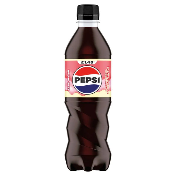 Pepsi Strawberries 'N' Cream Flavour 500ml bottle, front of pack