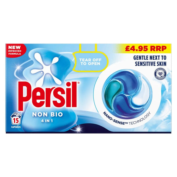 Persil Non Bio 4 in 1 laundry capsules 15 washes, front of pack