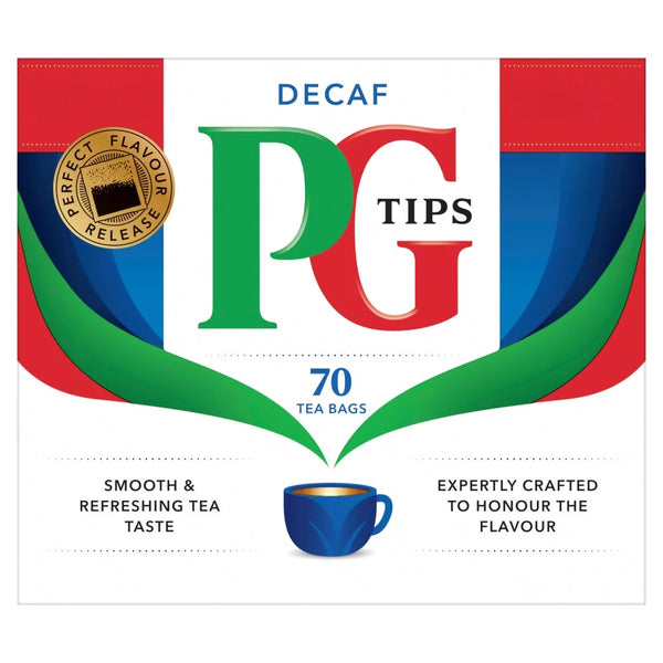 PG Tips Decaf 70 Tea Bags 203g, front of pack