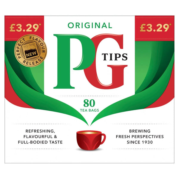 PG Tips Original 80 Tea Bags 232g, front of pack