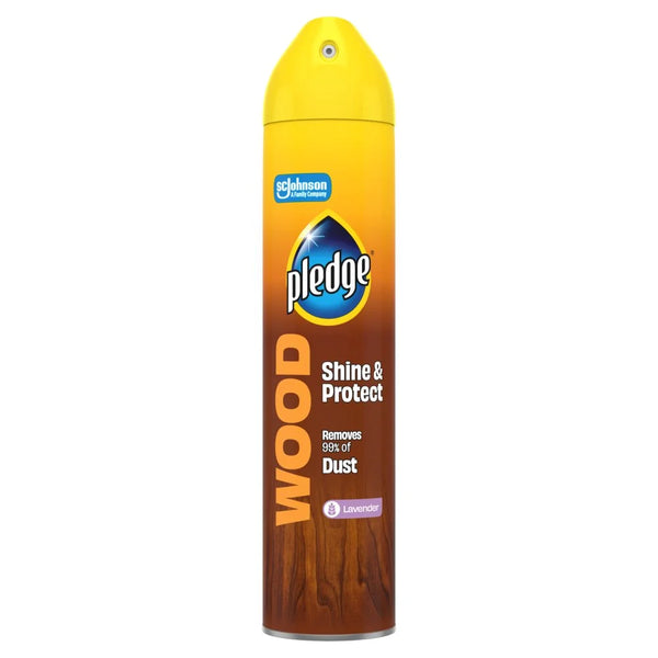 Pledge Expert Wood Care Polish Aerosol Lavender 250ml, front of pack