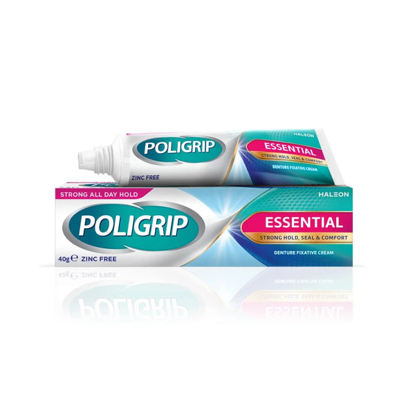 Poligrip Essential Denture Fixative Cream 40g, front of pack