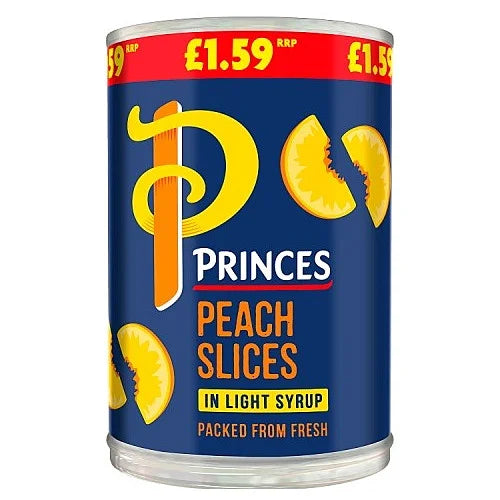 Princes Peach Slices in Light Syrup 410g, front of pack
