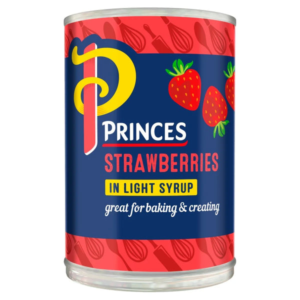 Princes Strawberries in Light Syrup 410g, front of pack