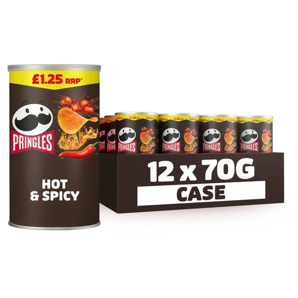 Pringles Hot & Spicy Snacking Crisps 70g, front of pack