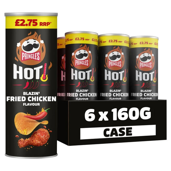 Pringles Hot Blazin' Fried Chicken crisps 160g, front of pack
