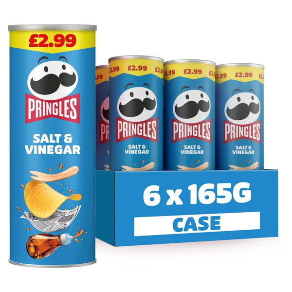 Pringles Salt & Vinegar Sharing Crisps 165g, front of pack