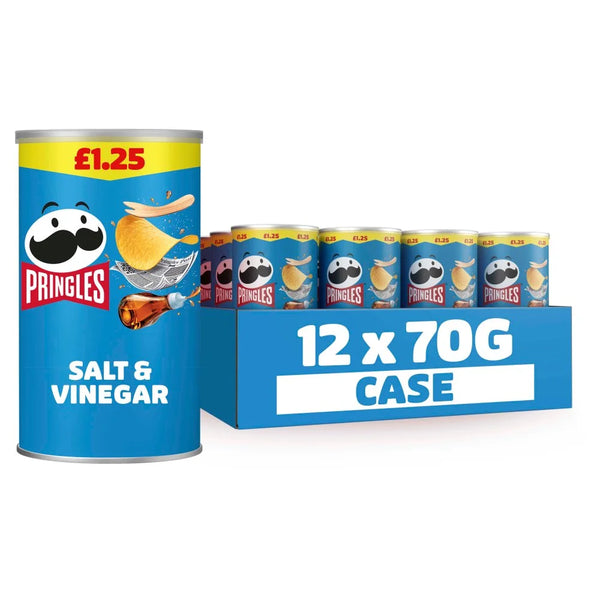 Pringles Salt & Vinegar Snacking Crisps 70g, front of pack