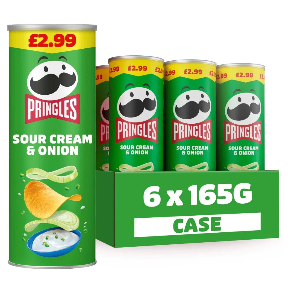 Pringles Sour Cream & Onion Sharing Crisps 165g, front of pack
