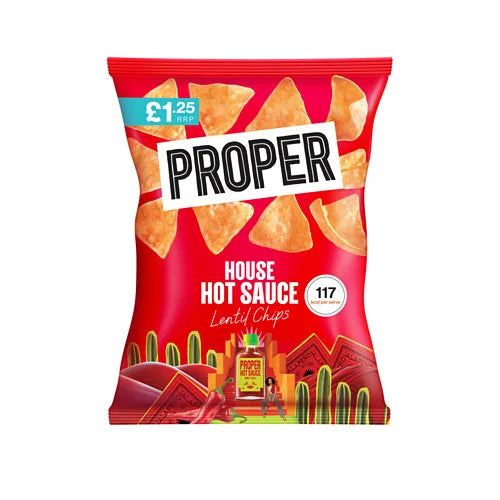 Proper Chips Hot Sauce Lentil chips 50g, front of pack