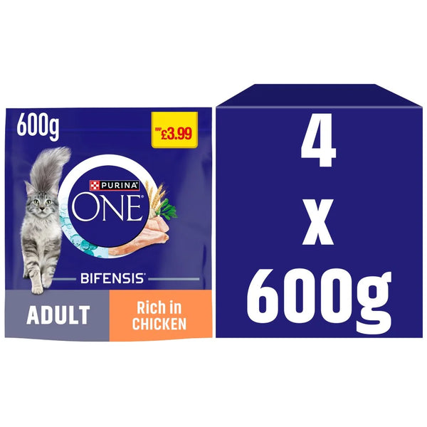 Purina ONE Chicken Dry Cat Food 600g, front of pack