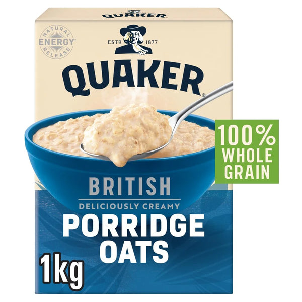 Quaker British Porridge Rolled Oats 1kg, front of pack