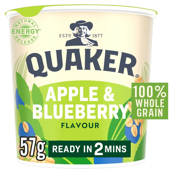 Quaker Oat So Simple Apple and Blueberry Porridge Pot 57g, front of pack