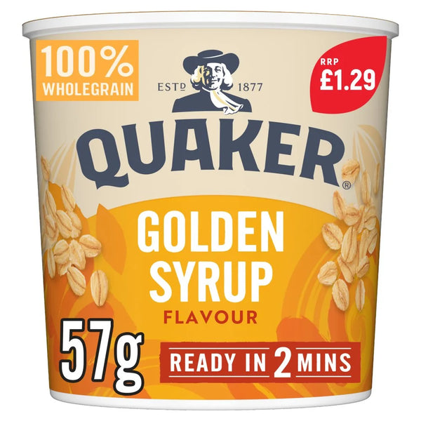 Quaker Oat So Simple Golden Syrup Porridge Pot 57g, front of pack