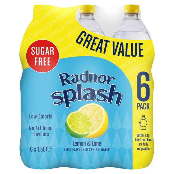 Radnor Splash Lemon and Lime Still Flavoured Spring Water 1.5L, front of pack