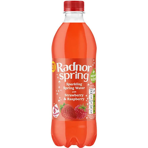 Radnor Spring Strawberry and Raspberry Flavoured Water 500ml, front of pack