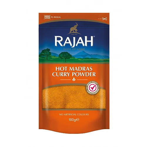 Rajah Hot Madras Curry Powder 100g, front of pack