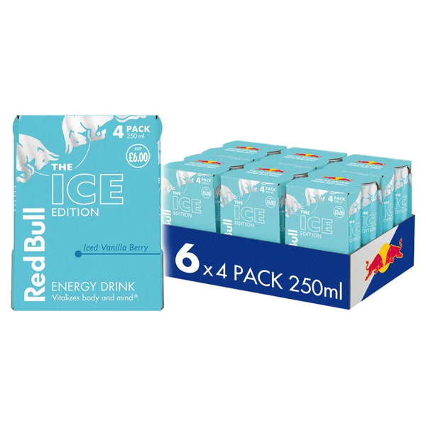 Red Bull Ice Edition Iced Vanilla Berry energy drink 4 x 250ml, front of pack