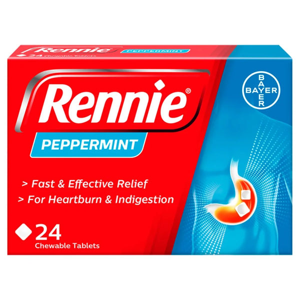 Rennie Peppermint Chewable Tablets 24s, front of pack